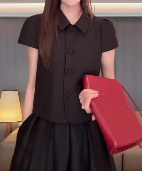 semplice（センプリチェ）の「シャツ【韓国ファッション】（シャツ/ブラウス・レディース・ブラック/ピンク・F）」の7枚目の写真