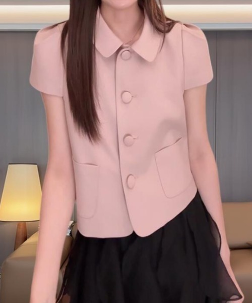 semplice（センプリチェ）の「シャツ【韓国ファッション】（シャツ/ブラウス・レディース・ブラック/ピンク・F）」の10枚目の写真