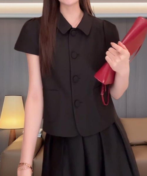 semplice（センプリチェ）の「シャツ【韓国ファッション】（シャツ/ブラウス・レディース・ブラック/ピンク・F）」の5枚目の写真