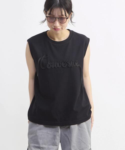 CONVERSE TOKYO(コンバーストウキョウ)の「スピンドルフレンチスリーブTEE(Tシャツ/カットソー・レディース・ベージュ/ホワイト/ブラック・FREE)」の8枚目の写真