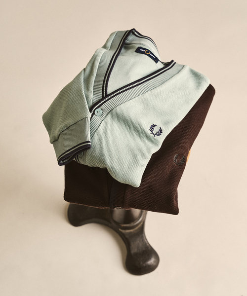 417 EDIFICE（フォーワンセブンエディフィス）の「FRED PERRY / フレッドペリー 417別注 ティップドカーディガン（カーディガン/ボレロ・メンズ・ブルー/ブラウン・MEDIUM/LARGE）」の11枚目の写真