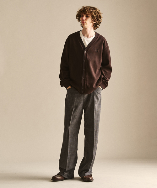 417 EDIFICE（フォーワンセブンエディフィス）の「FRED PERRY / フレッドペリー 417別注 ティップドカーディガン（カーディガン/ボレロ・メンズ・ブルー/ブラウン・MEDIUM/LARGE）」の16枚目の写真