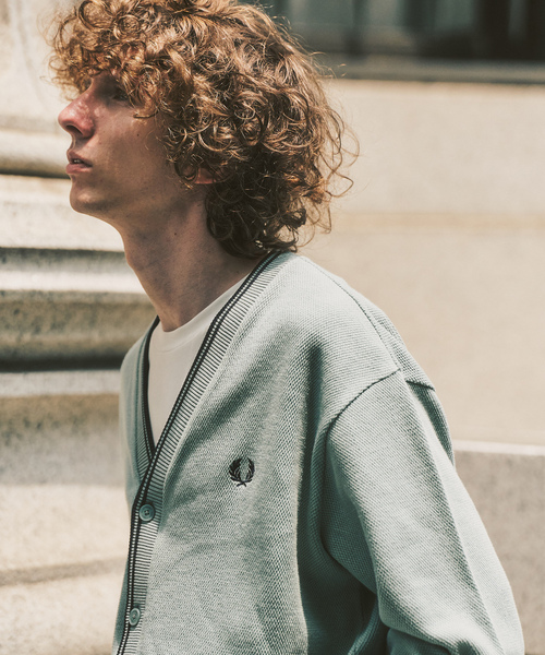 417 EDIFICE(フォーワンセブンエディフィス)の「FRED PERRY / フレッドペリー 417別注 ティップドカーディガン(カーディガン/ボレロ・メンズ・ブルー/ブラウン・MEDIUM/LARGE)」の15枚目の写真