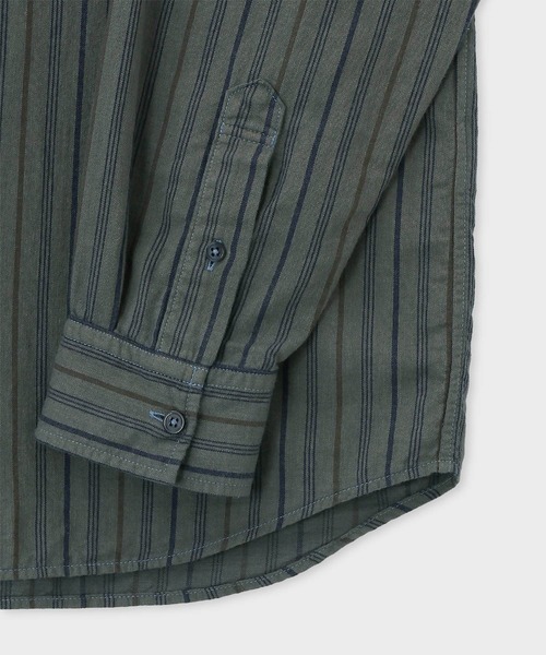 PS Paul Smith(ピーエスポールスミス)の「ガーメントダイ ストライプ カジュアルシャツ / 262712 EXSH01(シャツ/ブラウス・メンズ・ダークグレー/カーキブラウン・MEDIUM/LARGE)」の7枚目の写真