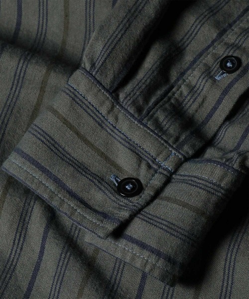 PS Paul Smith(ピーエスポールスミス)の「ガーメントダイ ストライプ カジュアルシャツ / 262712 EXSH01(シャツ/ブラウス・メンズ・ダークグレー/カーキブラウン・MEDIUM/LARGE)」の9枚目の写真