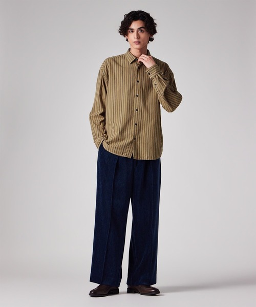 PS Paul Smith(ピーエスポールスミス)の「ガーメントダイ ストライプ カジュアルシャツ / 262712 EXSH01(シャツ/ブラウス・メンズ・ダークグレー/カーキブラウン・MEDIUM/LARGE)」の11枚目の写真