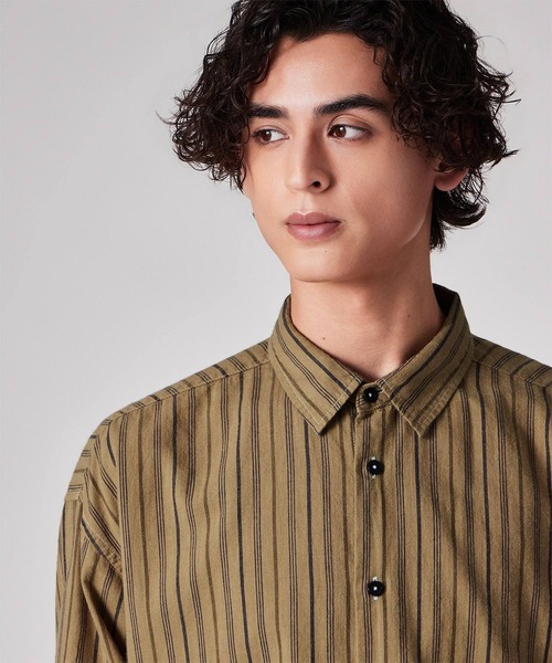 PS Paul Smith(ピーエスポールスミス)の「ガーメントダイ ストライプ カジュアルシャツ / 262712 EXSH01(シャツ/ブラウス・メンズ・ダークグレー/カーキブラウン・MEDIUM/LARGE)」の13枚目の写真