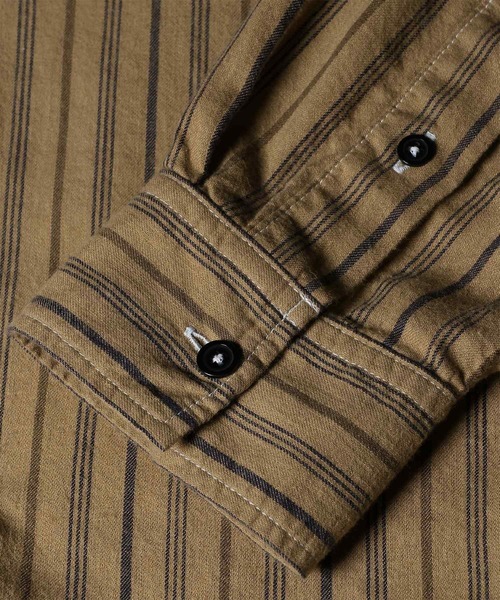 PS Paul Smith(ピーエスポールスミス)の「ガーメントダイ ストライプ カジュアルシャツ / 262712 EXSH01(シャツ/ブラウス・メンズ・ダークグレー/カーキブラウン・MEDIUM/LARGE)」の17枚目の写真