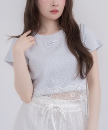 mellowneon（メロウネオン）の「レースヘムTシャツ（Tシャツ/カットソー）」