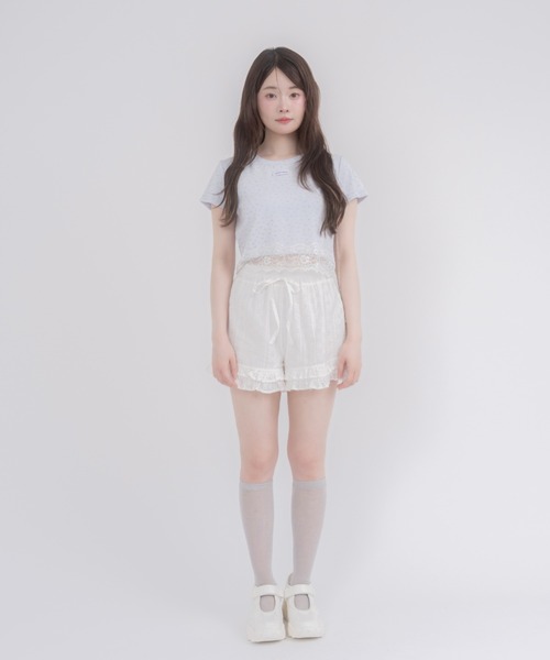 mellowneon(メロウネオン)の「レースヘムTシャツ(Tシャツ/カットソー・レディース・チャコールグレー/イエロー/ブルー/ホワイト・FREE)」の10枚目の写真
