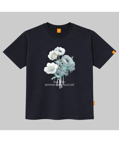 LLAMO(エラモ)の「ビューティーフラワー 半袖Tシャツ 男女共用 ビッグサイズ S 4XL(Tシャツ/カットソー・レディース・ホワイト/ブラック/ネイビー/ピンク・SMALL/MEDIUM/LARGE/X-LARGE/2XL/4XL/3XL)」の1枚目の写真