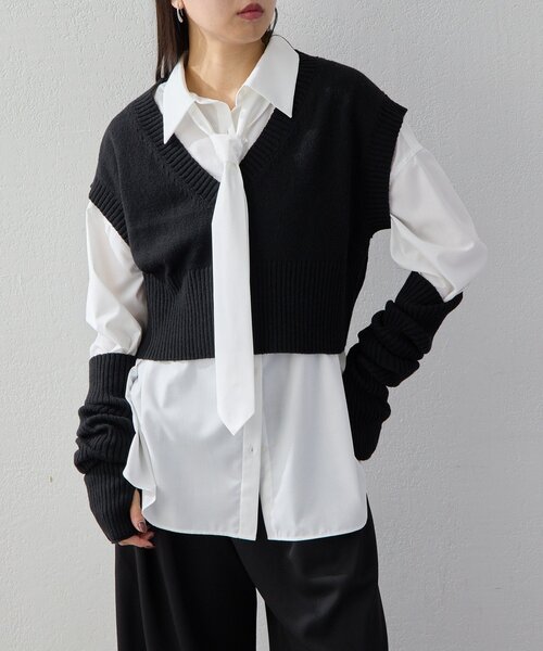 UNFORM(アンフォーム)の「【2026AW Debut】【UNFORM】タイ付きオーバーシャツ(シャツ/ブラウス・レディース・ホワイト/サックスブルー・FREE)」の8枚目の写真