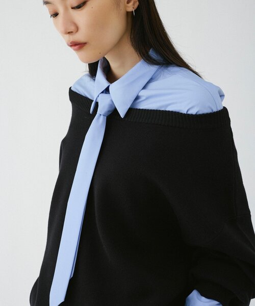 UNFORM(アンフォーム)の「【2026AW Debut】【UNFORM】タイ付きオーバーシャツ(シャツ/ブラウス・レディース・ホワイト/サックスブルー・FREE)」の10枚目の写真