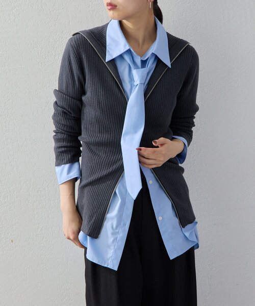 UNFORM(アンフォーム)の「【2026AW Debut】【UNFORM】タイ付きオーバーシャツ(シャツ/ブラウス・レディース・ホワイト/サックスブルー・FREE)」の13枚目の写真