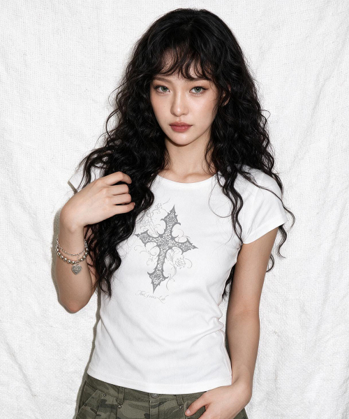 THE GREEN LAB（ザグリーンラボ）の「CROSS ボートネックスリム半袖Tシャツ [ミント]（Tシャツ/カットソー・レディース・その他・FREE）」の8枚目の写真