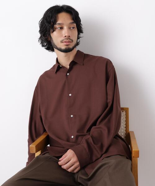 NANO universe(ナノユニバース)の「「OtoNANO」LIM-BRESS ワイドシャツ 長袖(シャツ/ブラウス・メンズ・ブラウン/グレイッシュベージュ/ブラック・M/L)」の1枚目の写真