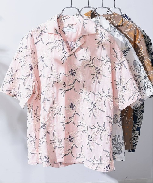 B.C STOCK（ベーセーストック）の「アソートエンブロイダリーオーバーシャツ（シャツ/ブラウス・メンズ・ホワイト/ネイビー/ピンク/ブラウン・LARGE/X-LARGE）」の4枚目の写真