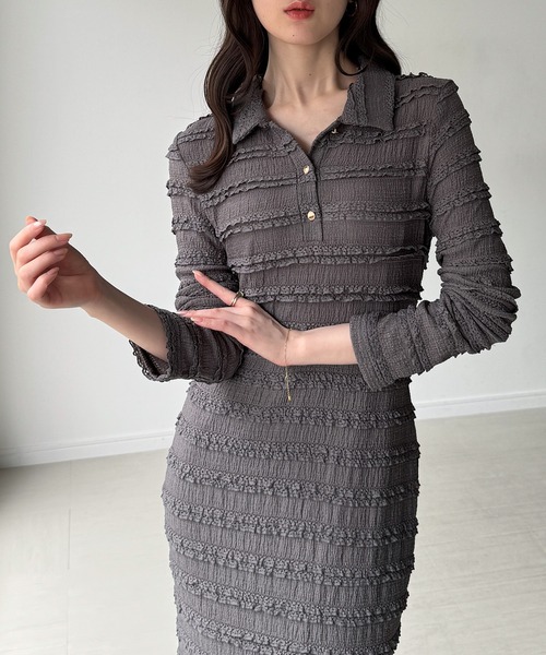 junoah(ジュノア)の「ゴールドボタンレースポロカットワンピース【ペチワンピースSET】(ワンピース・レディース・ブラック/グレー・SMALL/LARGE/MEDIUM)」の10枚目の写真