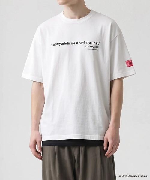 SLICK(スリック)の「【SLICK/スリック】FIGHT CLUB Printed T-shirt 02 / ファイトクラブ ロゴプリントTシャツ / パウダー加工 / オーバーサイズ / ヴィンテージライク(Tシャツ/カットソー・メンズ・ブラック/ホワイト・1/3/2)」の2枚目の写真