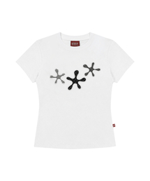 Dot Flower Slim Fit T-shirts White