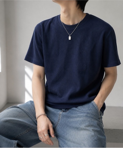 UP START(アップスタート)の「【Bls】 【ZM】【Bling Leads】サーマルワッフル C/N TEE(BL)(Tシャツ/カットソー・メンズ・ネイビー/グレー/ホワイト/ブラック/カーキ・LARGE/X-LARGE/MEDIUM)」の5枚目の写真