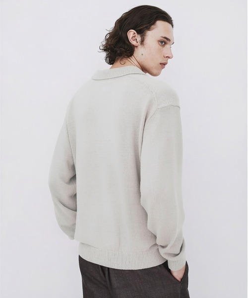 UNITED TOKYO(ユナイテッドトウキョウ)の「【数量限定】7G SILK NEP TWEED POLO SHIRTS(ニット/セーター・メンズ・ライトブルーグレー/ライトグレー/レッド・1/2)」の9枚目の写真