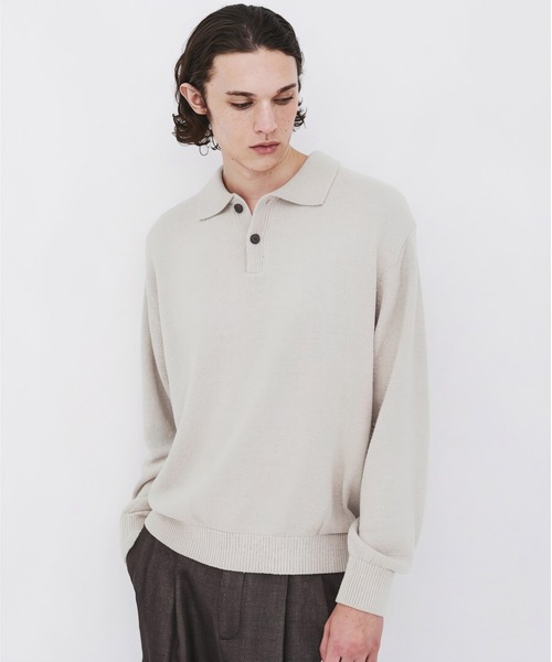 UNITED TOKYO(ユナイテッドトウキョウ)の「【数量限定】7G SILK NEP TWEED POLO SHIRTS(ニット/セーター・メンズ・ライトブルーグレー/ライトグレー/レッド・1/2)」の7枚目の写真