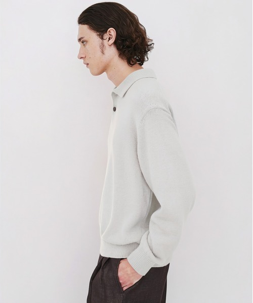UNITED TOKYO(ユナイテッドトウキョウ)の「【数量限定】7G SILK NEP TWEED POLO SHIRTS(ニット/セーター・メンズ・ライトブルーグレー/ライトグレー/レッド・1/2)」の8枚目の写真
