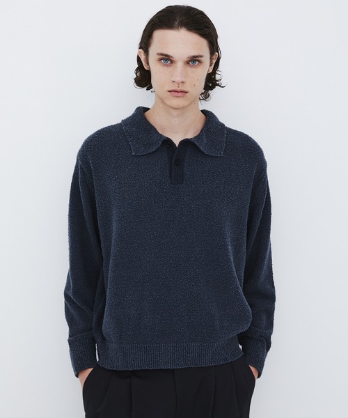 UNITED TOKYO(ユナイテッドトウキョウ)の「【数量限定】7G SILK NEP TWEED POLO SHIRTS(ニット/セーター・メンズ・ライトブルーグレー/ライトグレー/レッド・1/2)」の10枚目の写真