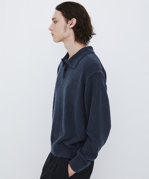 UNITED TOKYO(ユナイテッドトウキョウ)の「【数量限定】7G SILK NEP TWEED POLO SHIRTS(ニット/セーター・メンズ・ライトブルーグレー/ライトグレー/レッド・1/2)」の11枚目の写真