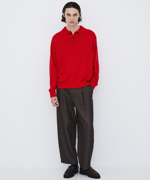 UNITED TOKYO(ユナイテッドトウキョウ)の「【数量限定】7G SILK NEP TWEED POLO SHIRTS(ニット/セーター・メンズ・ライトブルーグレー/ライトグレー/レッド・1/2)」の4枚目の写真