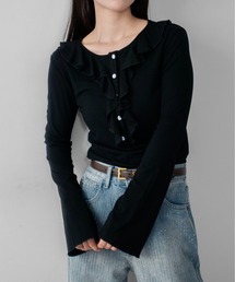 【on:nue】フロントフリルヘンリーネックカットソー /26-27 AW COLLECTION