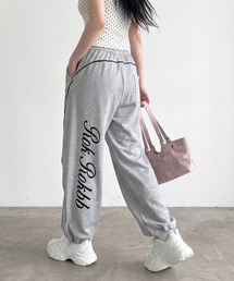 パイピングバックロゴスウェットワイドパンツ