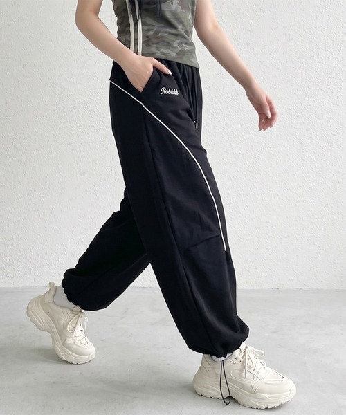 non-hedge(ノンヘッジ)の「パイピングバックロゴスウェットワイドパンツ(スウェットパンツ・レディース・グレー/ブラック/オフホワイト・FREE)」の6枚目の写真