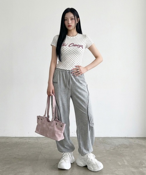 non-hedge(ノンヘッジ)の「パイピングバックロゴスウェットワイドパンツ(スウェットパンツ・レディース・グレー/ブラック/オフホワイト・FREE)」の18枚目の写真
