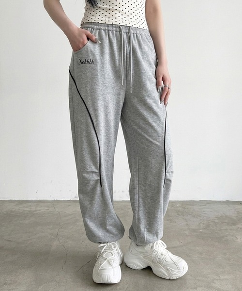 non-hedge(ノンヘッジ)の「パイピングバックロゴスウェットワイドパンツ(スウェットパンツ・レディース・グレー/ブラック/オフホワイト・FREE)」の19枚目の写真