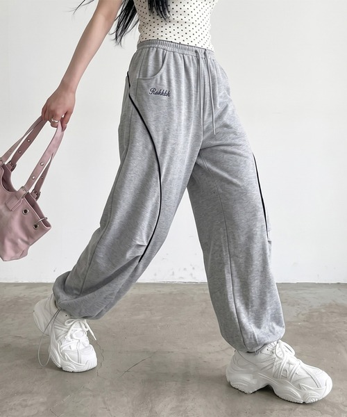 non-hedge(ノンヘッジ)の「パイピングバックロゴスウェットワイドパンツ(スウェットパンツ・レディース・グレー/ブラック/オフホワイト・FREE)」の22枚目の写真
