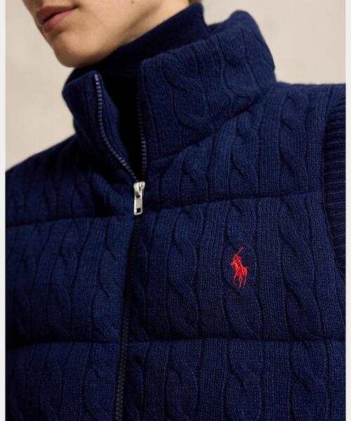 POLO RALPH LAUREN（ポロ ラルフ ローレン）の「ケーブルニット ウールカシミヤ ジップ ベスト（その他アウター・レディース・ネイビー系1・XS/M/S）」の5枚目の写真