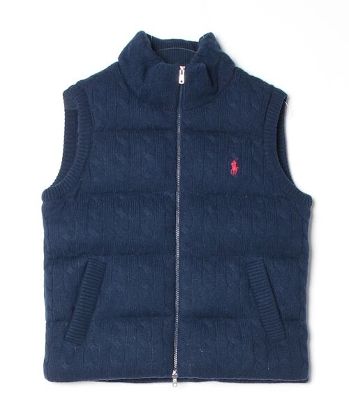 POLO RALPH LAUREN（ポロ ラルフ ローレン）の「ケーブルニット ウールカシミヤ ジップ ベスト（その他アウター・レディース・ネイビー系1・XS/M/S）」の4枚目の写真
