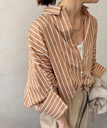 ワイドカフスストライプシャツ