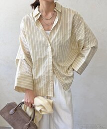 ワイドカフスストライプシャツ
