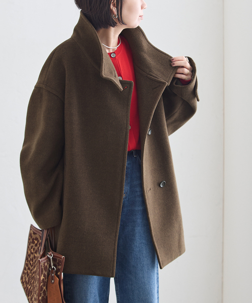 journal standard L'essage(ジャーナルスタンダードレサージュ)の「MANTECO スタンドショートコート(その他アウター・レディース・ベージュ/ブラック/カーキ・38/36)」の3枚目の写真