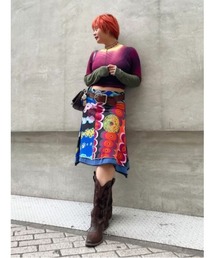 Gradient dye tri-color knit / グラデーション染めトリコロールニット