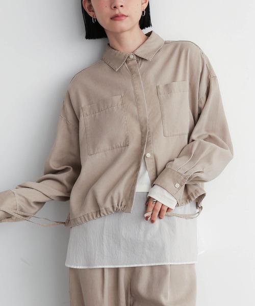 for/c(フォーシー)の「フェード加工ドロストショートシャツジャケット【サスティナブル】(シャツ/ブラウス・レディース・ベージュ/チャコール・M/L/LL)」の21枚目の写真