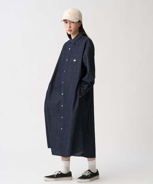 DANTON(ダントン)の「Women's Denim Dungaree Classic Collar Dress(ワンピース・レディース・ダークインディゴブルー・36)」の1枚目の写真