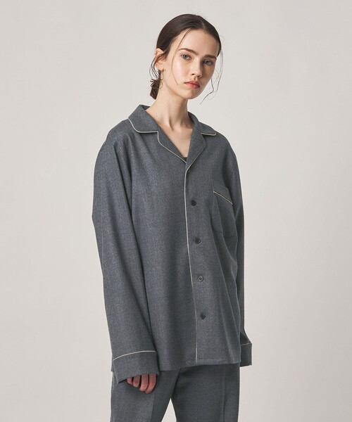 Steven Alan(スティーブンアラン)の「<Steven Alan>パイピング シャツ(シャツ/ブラウス・レディース・ダークグレー/ライトブルー・M/S)」の1枚目の写真