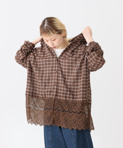 HEART MARKET（ハートマーケット）の「裾レースパーカーチュニック（パーカー・レディース・ブラウン/ベージュ/マスタード/チャコール・FREE）」の22枚目の写真