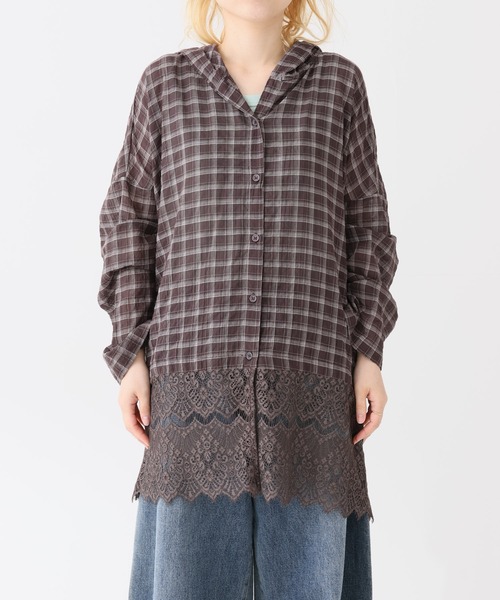 HEART MARKET（ハートマーケット）の「裾レースパーカーチュニック（パーカー・レディース・ブラウン/ベージュ/マスタード/チャコール・FREE）」の13枚目の写真