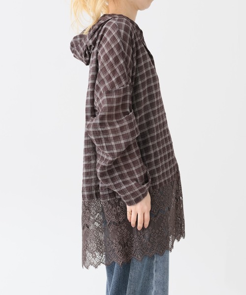 HEART MARKET（ハートマーケット）の「裾レースパーカーチュニック（パーカー・レディース・ブラウン/ベージュ/マスタード/チャコール・FREE）」の14枚目の写真