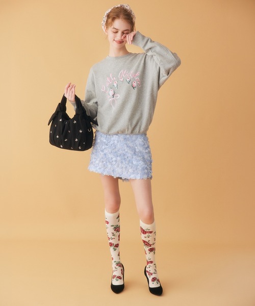 Cath Kidston（キャスキッドソン）の「リボンハンドルエンブロイダリーバッグ Floral Garden Embroidery（ショルダーバッグ・レディース・ブラック/ブラウン/アイボリー/ピンク・FREE）」の9枚目の写真